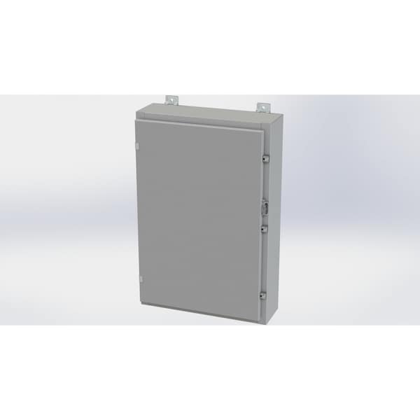 Clamps with Padlock Hasp Electrical Enclosures, 30 in H, 6 in D, 20 in W, NEMA 4, Carbon Steel